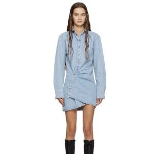 NWT Off-White Twist Mini Dress Denim Minidress Size 38 EU Retail: $900